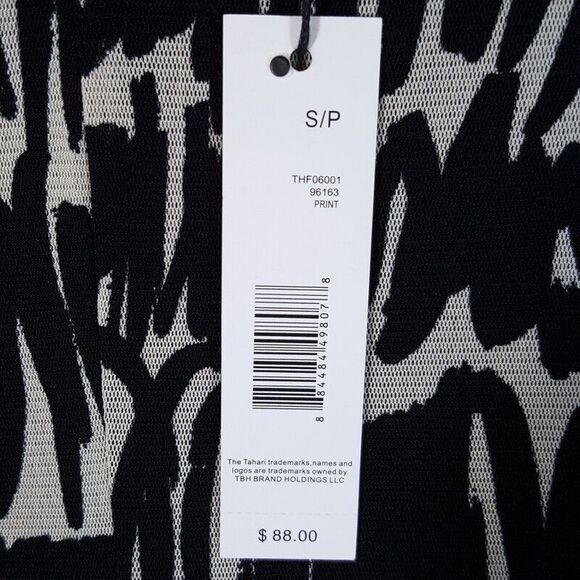 TAHARI Womens Dress Small Black White Fit Flare A-Line Sundress Midi Stretch - Picture 7 of 10